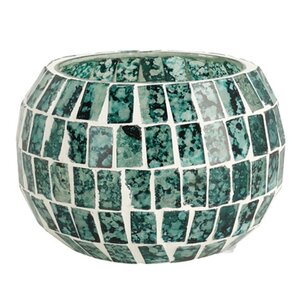Стеклянный подсвечник Sea Mosaic 9 см бирюзовый (Koopman, Нидерланды). Артикул: A65006150-2
