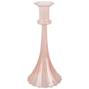 Стеклянный подсвечник на одну свечу Rossella 22 см розовый (Koopman, Нидерланды). Артикул: AAE440850-2