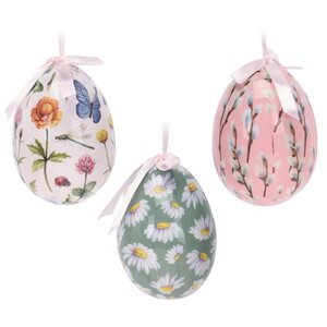 Пасхальные украшения Яйца - Flower Easter 10 см, 4 шт, подвеска (Koopman, Нидерланды). Артикул: APF713620-набор