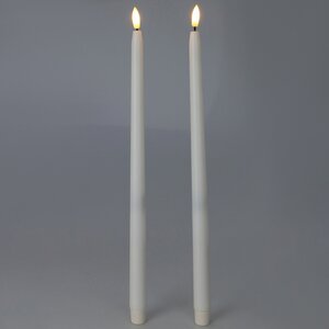 Столовая светодиодная свеча с имитацией пламени Romance 38 см белая, 2 шт с пультом, таймер, на батарейках (Koopman, Нидерланды). Артикул: AWL100060