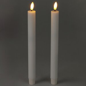 Столовая светодиодная свеча с имитацией пламени Softness 25 см белая, 2 шт с пультом, таймер, на батарейках (Koopman, Нидерланды). Артикул: AWL100110