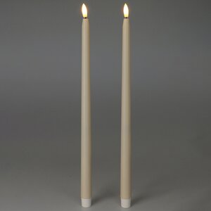 Столовая светодиодная свеча с имитацией пламени Romance 38 см слоновая кость, 2 шт с пультом, таймер, на батарейках (Koopman, Нидерланды). Артикул: AWL100260