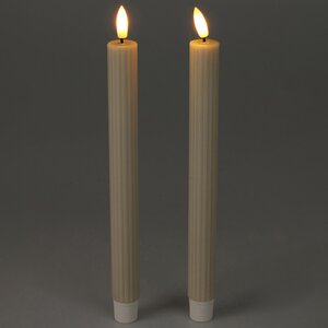 Столовая светодиодная свеча с имитацией пламени Softness 25 см слоновая кость, 2 шт с пультом, таймер, на батарейках (Koopman, Нидерланды). Артикул: AWL100310