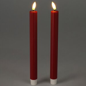 Столовая светодиодная свеча с имитацией пламени Softness 25 см красная, 2 шт с пультом, таймер, на батарейках (Koopman, Нидерланды). Артикул: AWL100510