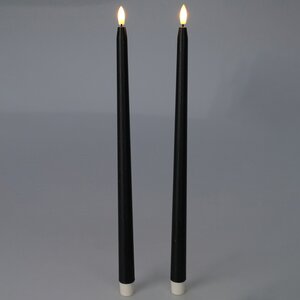 Столовая светодиодная свеча с имитацией пламени Romance 38 см черная, 2 шт с пультом, таймер, на батарейках (Koopman, Нидерланды). Артикул: AWL100660