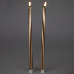 Столовая светодиодная свеча с имитацией пламени Romance 38 см золотая, 2 шт с пультом, таймер, на батарейках (Koopman, Нидерланды). Артикул: AWL101460