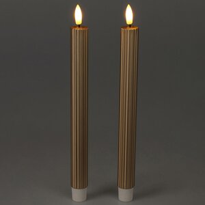 Столовая светодиодная свеча с имитацией пламени Softness 25 см золотая, 2 шт с пультом, таймер, на батарейках (Koopman, Нидерланды). Артикул: AWL101510