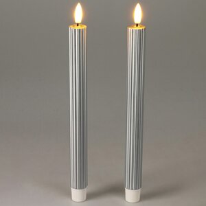Столовая светодиодная свеча с имитацией пламени Softness 25 см серебряная, 2 шт с пультом, таймер, на батарейках (Koopman, Нидерланды). Артикул: AWL101710