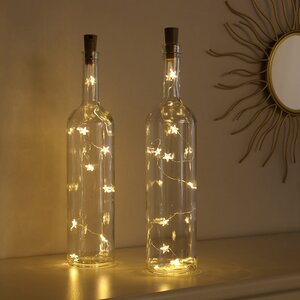 Гирлянда - пробка для бутылки Капельки Звездочки 2 шт, 80 см, 8 теплых белых LED ламп, на батарейках, IP20 (Koopman, Нидерланды). Артикул: ID68275