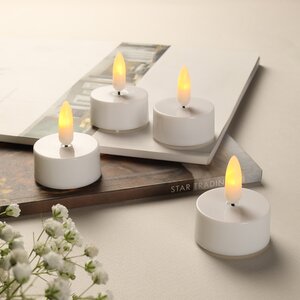 Чайная светодиодная свеча с имитацией пламени Allure Blanc 4 шт, на батарейках (Koopman, Нидерланды). Артикул: AX5430080