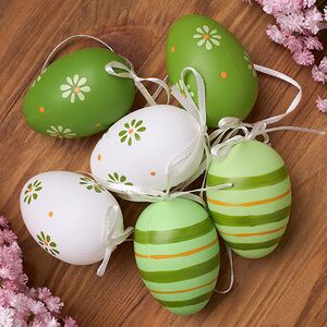 Пасхальные подвески Яйца - Green Easter 6 см, 6 шт