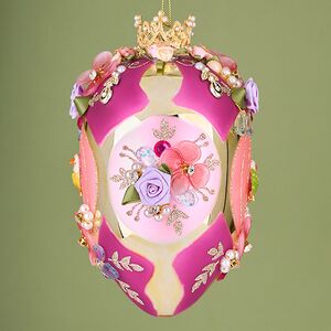 Коллекционная стеклянная елочная игрушка Яйцо - Botanical Serenade 18 см Mark Roberts фото 2