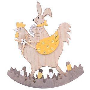 Декоративная фигурка Курочка-Качалка и Кролик Банни 23 см желтая Due Esse Christmas фото 1