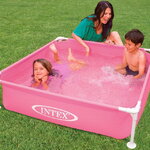 Детский каркасный бассейн Квадратный 122*30 см, розовый, клапан